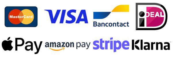Accepted payment methods: Visa, Mastercard, Bancontact, iDEAL, Apple Pay, Amazon Pay, Klarna, Stripe and bank transfer. 100% secure payment.