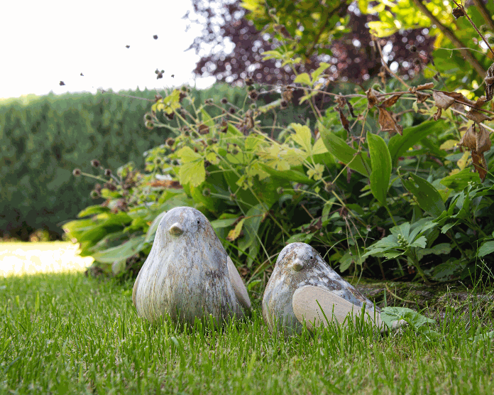 Figurine oiseau en céramique marbrée