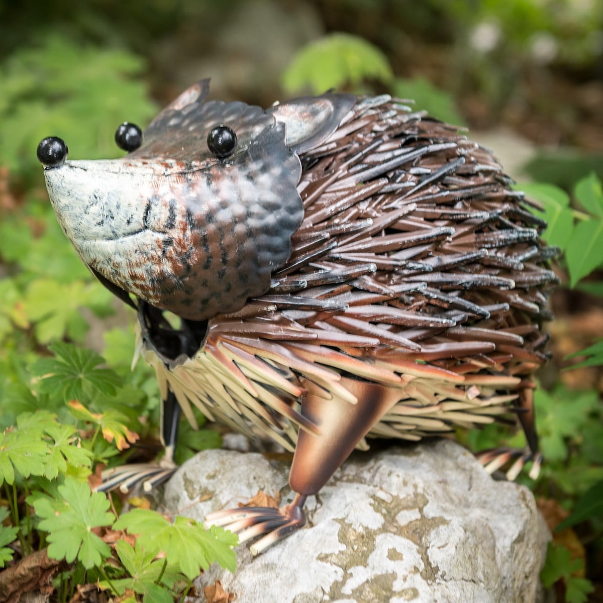 Figurine hérisson en métal avec tête mobile