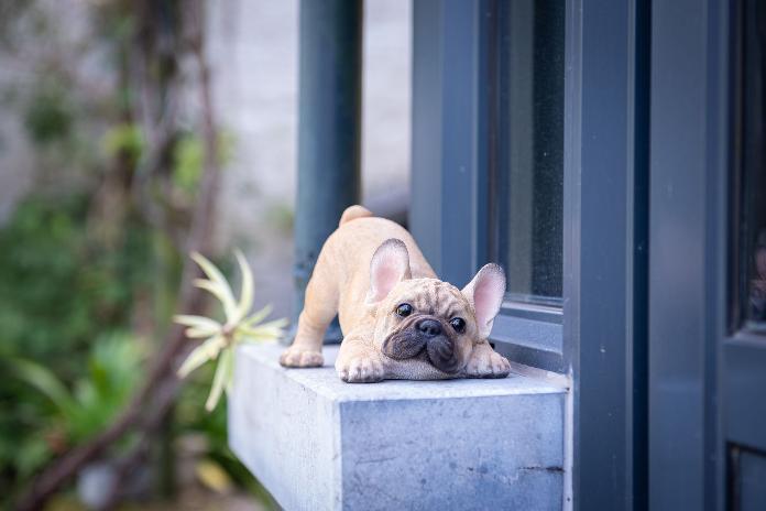 Statue bulldog jouant