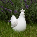 WEB-CERAMIC ROOSTER AND HEN WHITE ON GREY