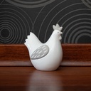 WEB-CERAMIC ROOSTER AND HEN WHITE ON GREY