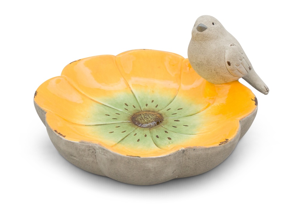 CERAM BAIN OISEAU FLEUR AVEC OISEAU