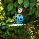 WEB-METAL STAKE LADYBUG ON LEAF 10X10H53