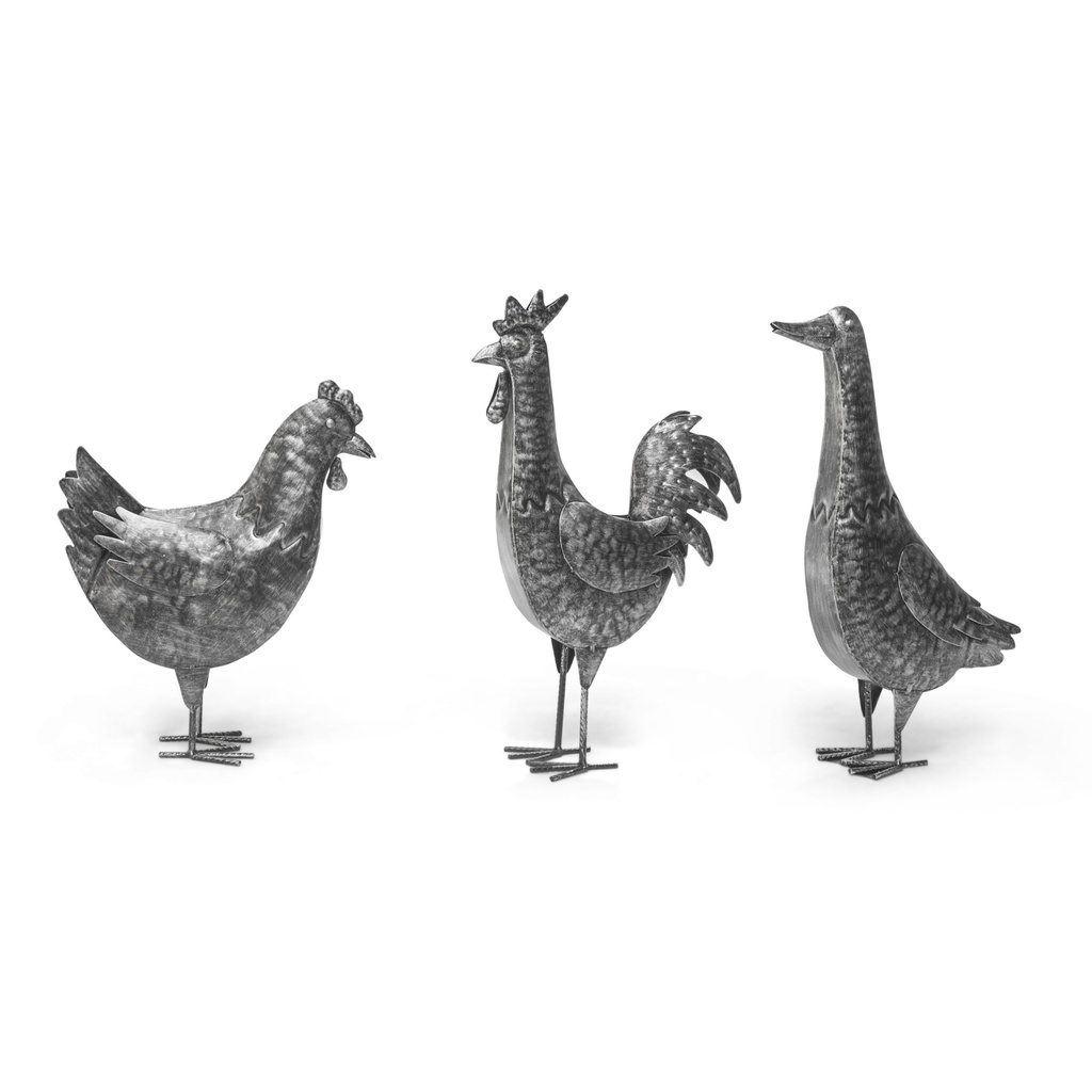 WEB-METAL ANTIQUE DUCK-HEN-ROOSTER