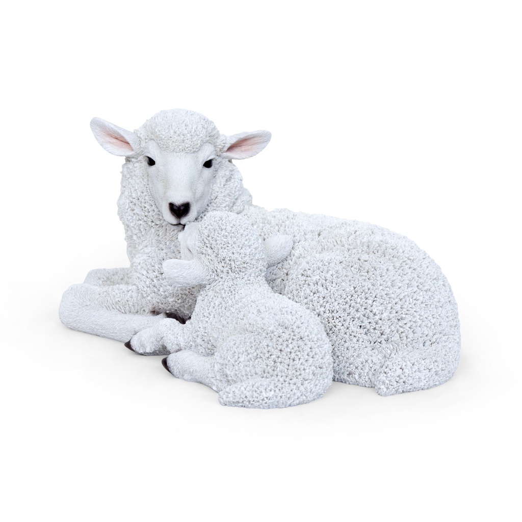 POLYRESINE MOUTON AVEC AGNEAU