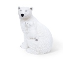 POLYRESINE OURS POLAIRE AVEC OURSON 22X19H27