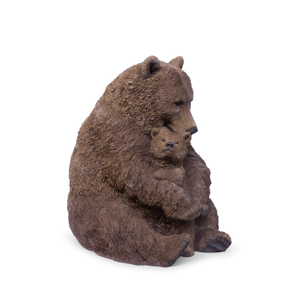 POLYRESINE OURS AVEC OURSON 81X61H88