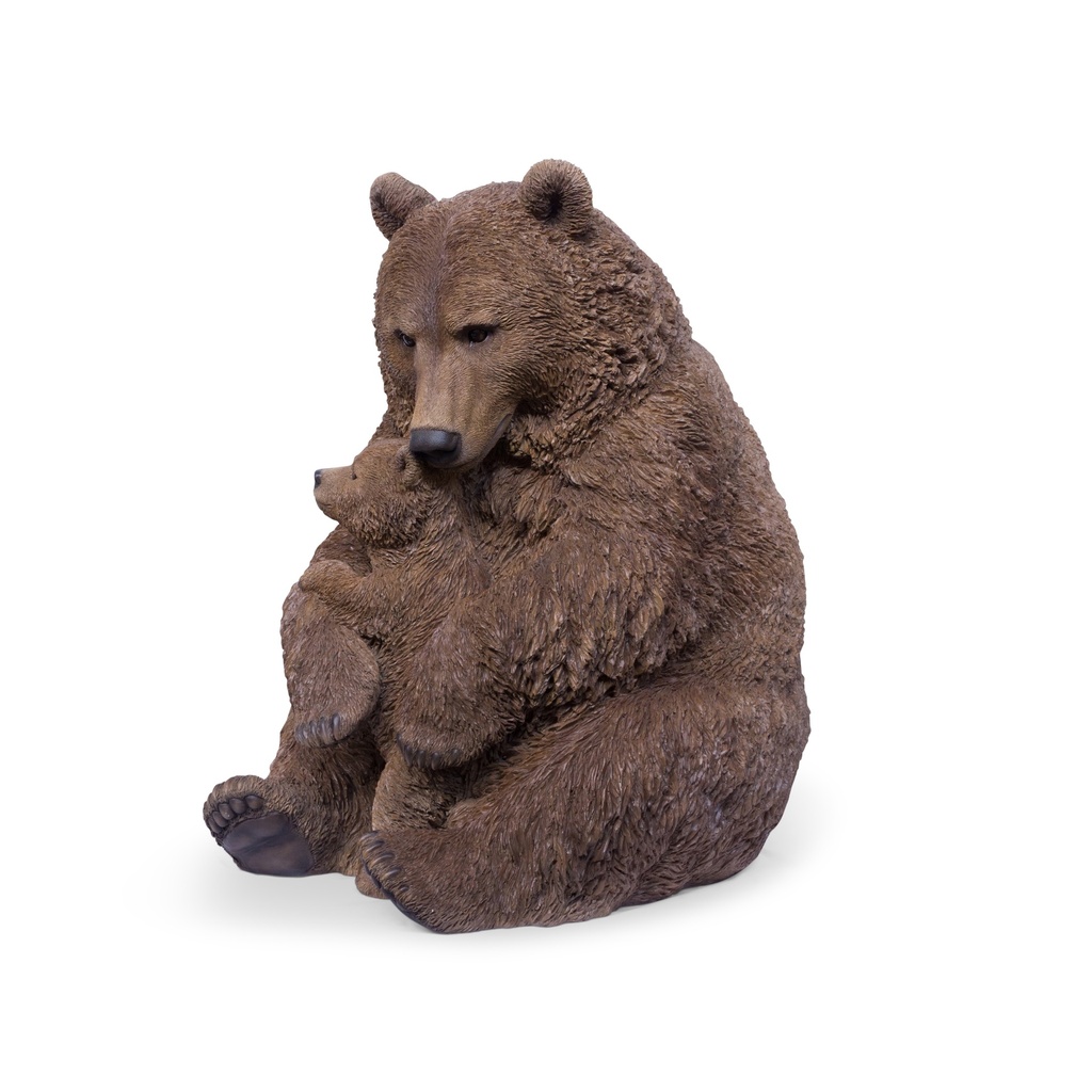 POLYRESINE OURS AVEC OURSON 81X61H88