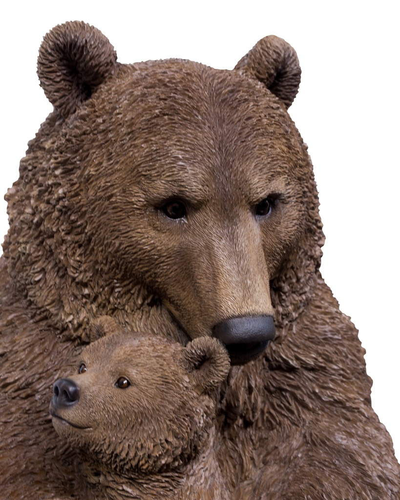 POLYRESINE OURS AVEC OURSON 81X61H88