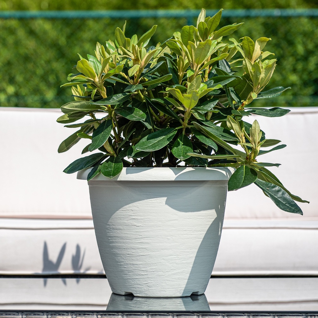 Round Teramo pot stone-effect finish (6 sizes: from Ø30h23cm to Ø60h43cm) (Lime, Ø30h23cm)