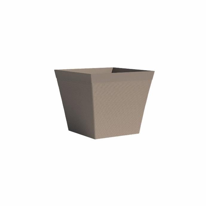 [02042507] Recycled Green Care IMPACT square pots – structured design (3 sizes: from 29x29xH26cm to 39x39xH33cm) (Taupe, 29x29h26cm)