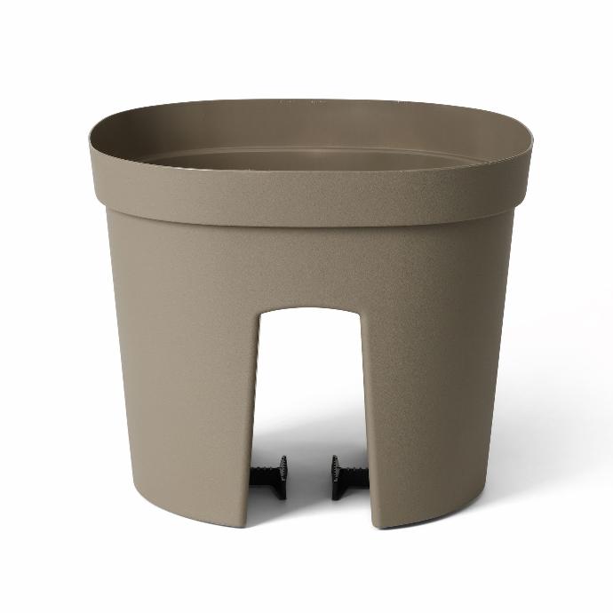 [05011307] Fence Smile railing pot – stable and practical (2 sizes: 30x30xH24cm and 50x26xH24cm) (Taupe, 30x30h24cm)