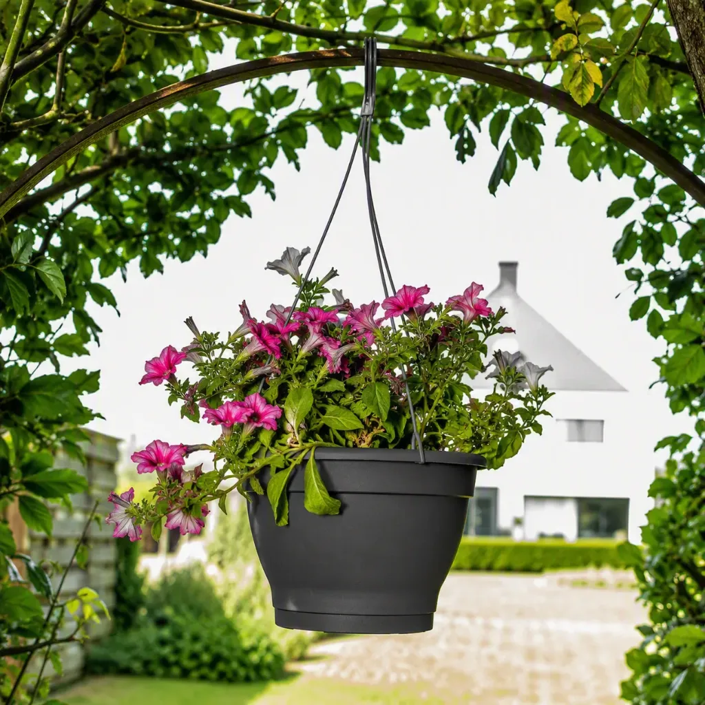 Happy Bowl hangend – met schotel en waterreservoir (2 maten: Ø25xH17cm en Ø30xH20cm)