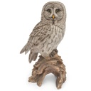 Sculptuur grote grijze oehoe (2 maten: 23x16xH36cm en 28x31xH52cm)