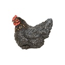 Zittende zwarte decoratieve hen in polyresin (2 maten: 13x11xH12cm en 26x17xH20cm)