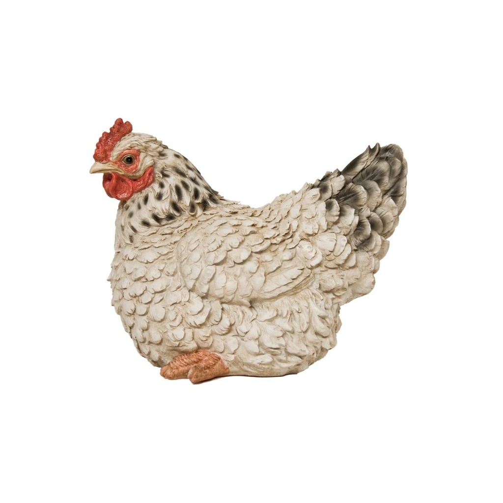 Zittende zwarte decoratieve hen in polyresin (2 maten: 13x11xH12cm en 26x17xH20cm)