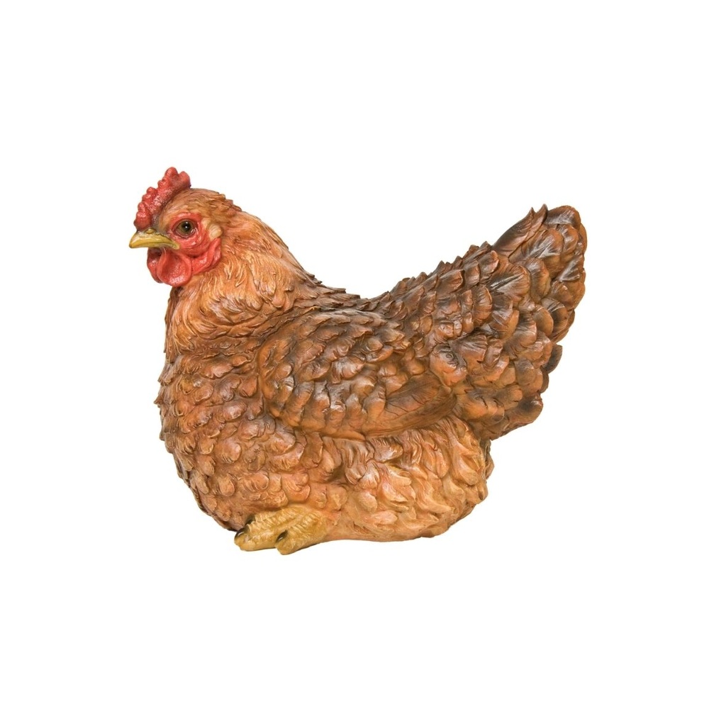 Zittende zwarte decoratieve hen in polyresin (2 maten: 13x11xH12cm en 26x17xH20cm)