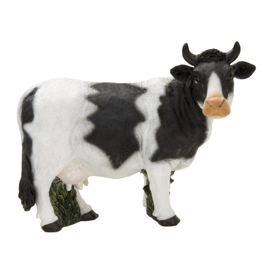 [11152995] Dekorative Kuh in Polyresin schwarz-weiß (17x9h12,5cm)