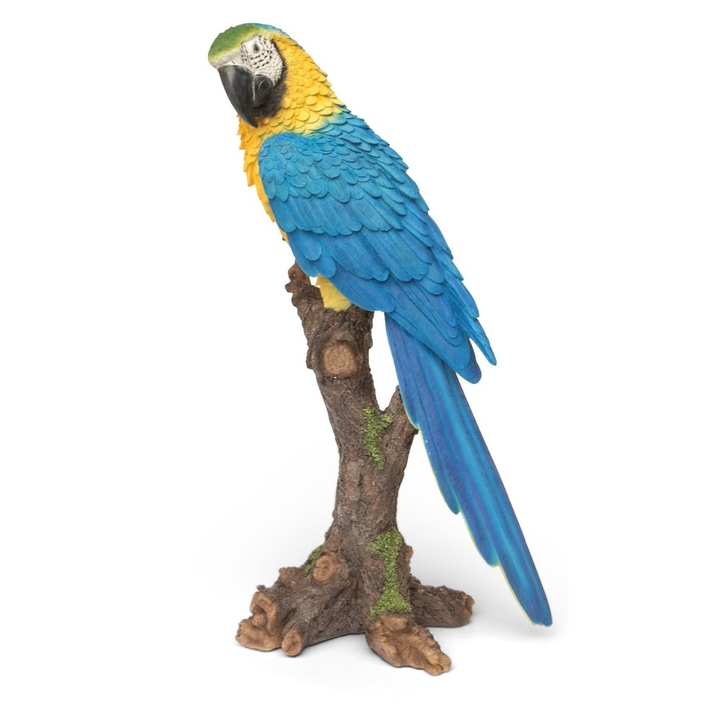 [11153078] Macaw sculpture in vivid blue polyresin (19x11h38cm)