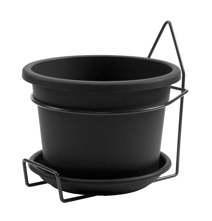 Kit mural Cilindro – pot Ø20 cm + soucoupe Ø18 cm + support mural (Ø20xH14cm)