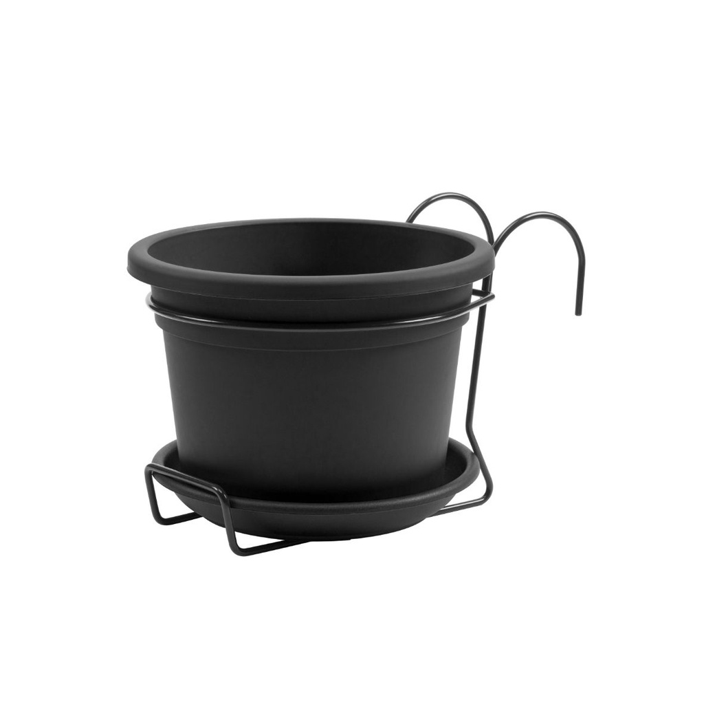 Kit pot de balcon Cilindro Ø20 cm avec support (Ø20xH14cm)