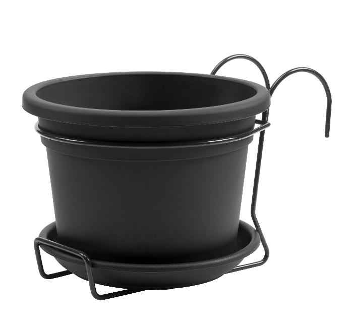 Kit pot de balcon Cilindro Ø20 cm avec support (Ø20xH14cm)