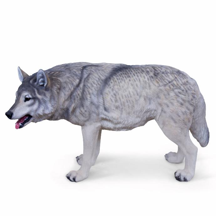 [11154163] XXL wolf in beweging – Realistische sculptuur in polyresin (122x46h71cm)