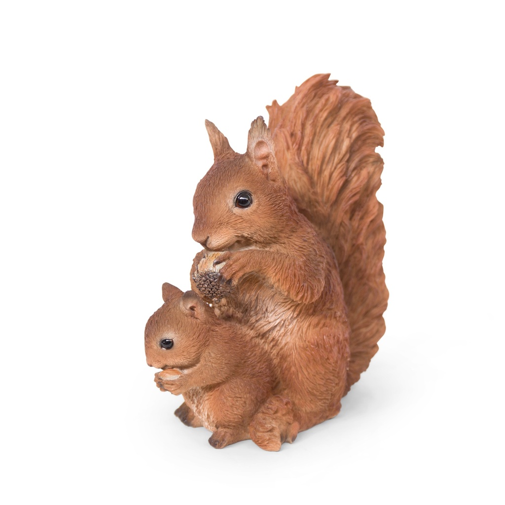 [11154175] Eichhörnchen-Duo in Polyresin – Mama und Baby (22x11h20cm)