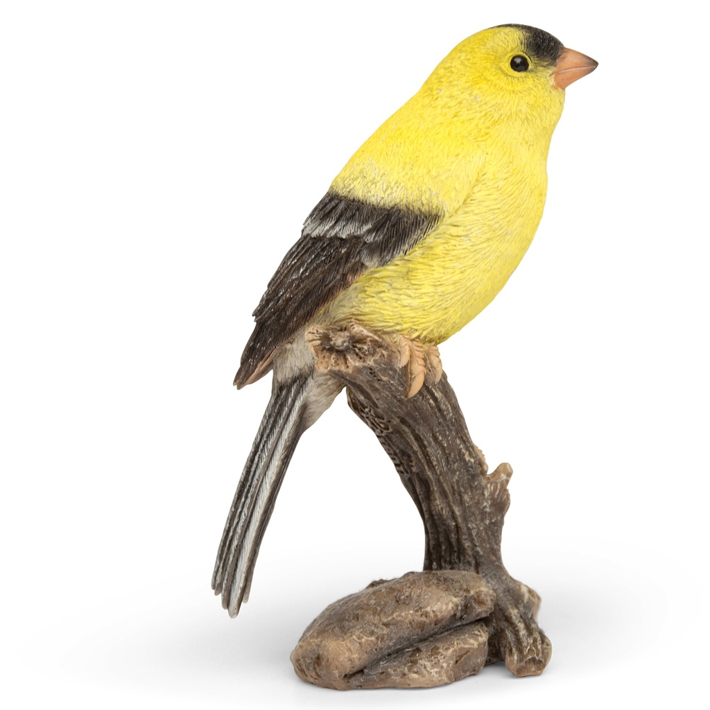 [11153069] Decorative canary in polyresin on wooden base (7x5h12cm)