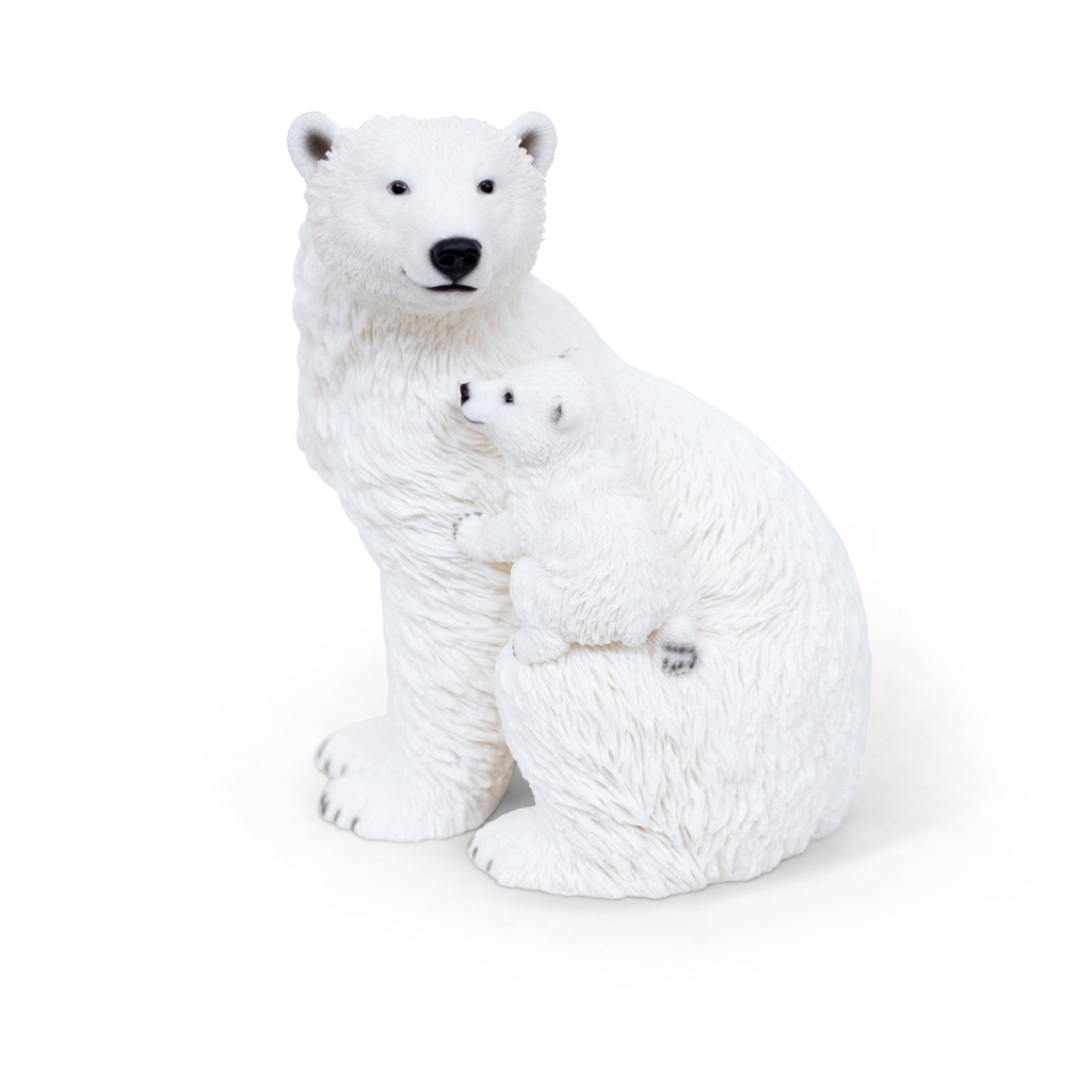 [11154143] Eisbärin und ihr Kleines – Ultra-realistisches Polyresin (22x19h27cm)