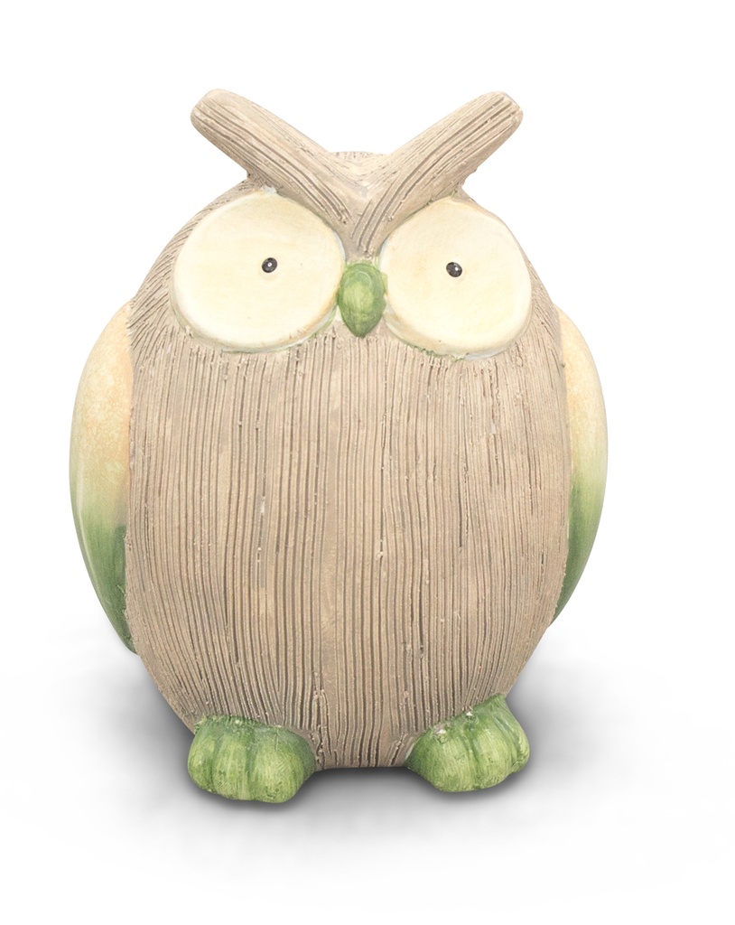 Decoratieve uilen in keramiek – lijn motieven en pastel tinten (3 maten: van 11x9xH10cm tot 15x12xH18cm)