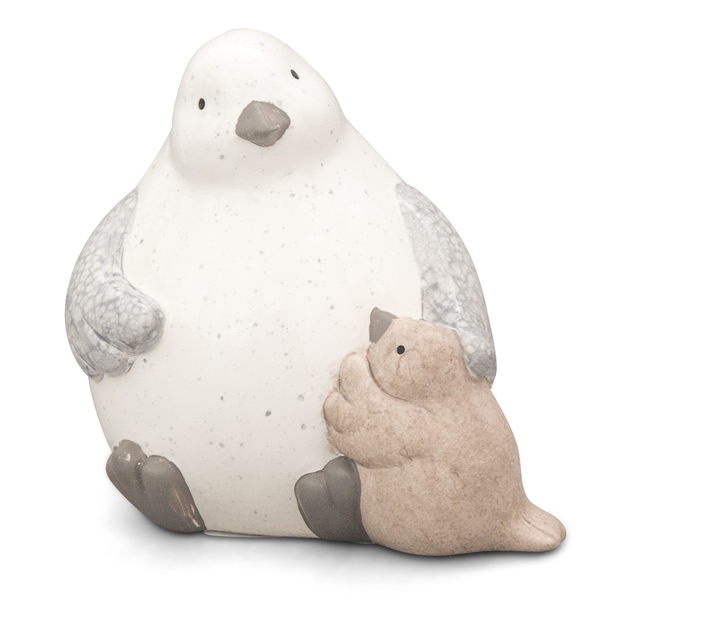 [69500279-B] WEB-CERAMIC BIRD WITH BABY (Klaps auf den Rücken | 9,5x9,5h10cm)