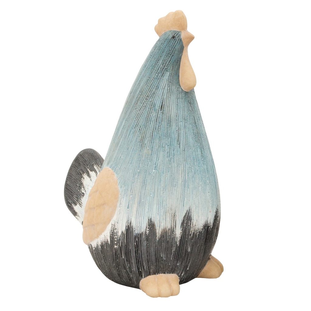 Statues déco poule & coq en céramique – rose ou bleu (17x13xH26cm)