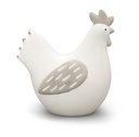 WEB-CERAMIC ROOSTER AND HEN WHITE ON GREY