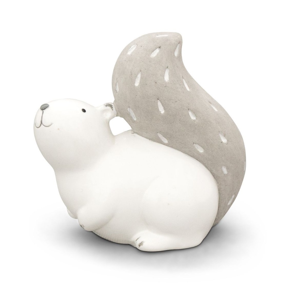 WEB-CERAMIC SQUIRREL WHITE ON GREY