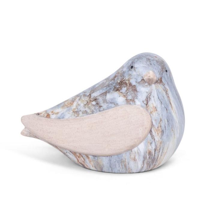 [69500557-A] Decoratieve vogels in marmereffect keramiek (2 maten: 16x9xH11cm en 22x13xH15cm) (Medium rechts | 16x9h11cm)