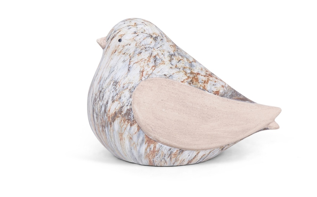 Dekorative Vögel in Marmoreffekt-Keramik (2 Größen: 16x9xH11cm und 22x13xH15cm)