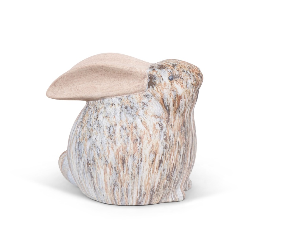[69500552-A] Decorative hares in marble-effect ceramic – elegance and softness in the garden (3 sizes) (Medium low | 20x12h17cm)
