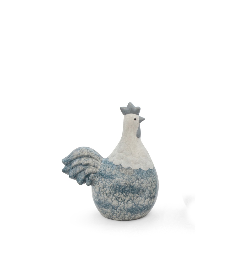Hen and cockerel decorative in basalt ceramic (3 sizes: from 15x9xH15cm to 28x15xH30cm)
