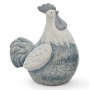 Poules & coq déco en céramique basalte – postures variées (17x11xH19cm)