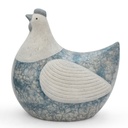 Poules & coq déco en céramique basalte – postures variées (17x11xH19cm)
