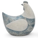 Poules & coq déco en céramique basalte – postures variées (17x11xH19cm)
