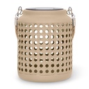 Lanterne solaire GROOVE – verre texturé, teintes naturelles (Ø12xH16cm)