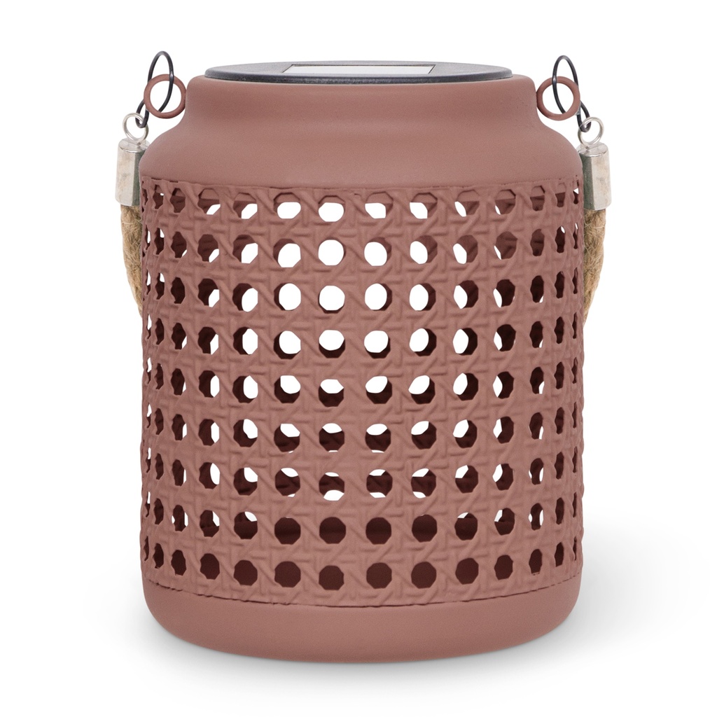 GROOVE solar lantern – ribbed glass, natural tones (Ø12xH16cm)