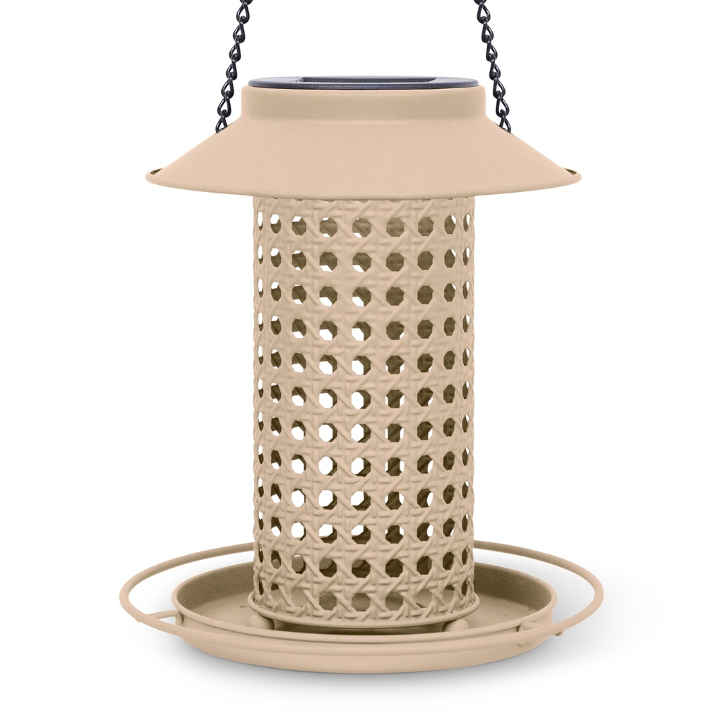GROOVE solar bird feeder – textured design with integrated light (Ø19xH21cm)