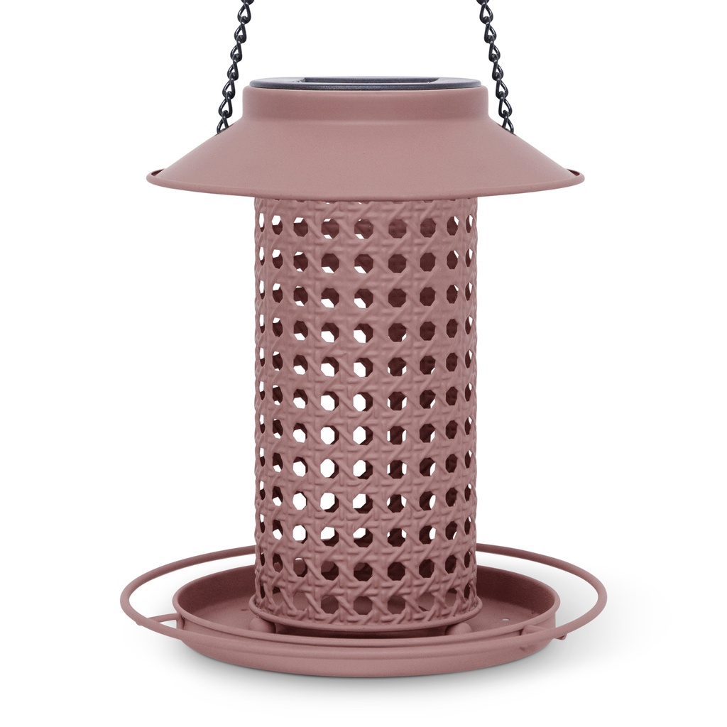 Mangeoire solaire GROOVE – design texturé et lumière intégrée (Ø19xH21cm)