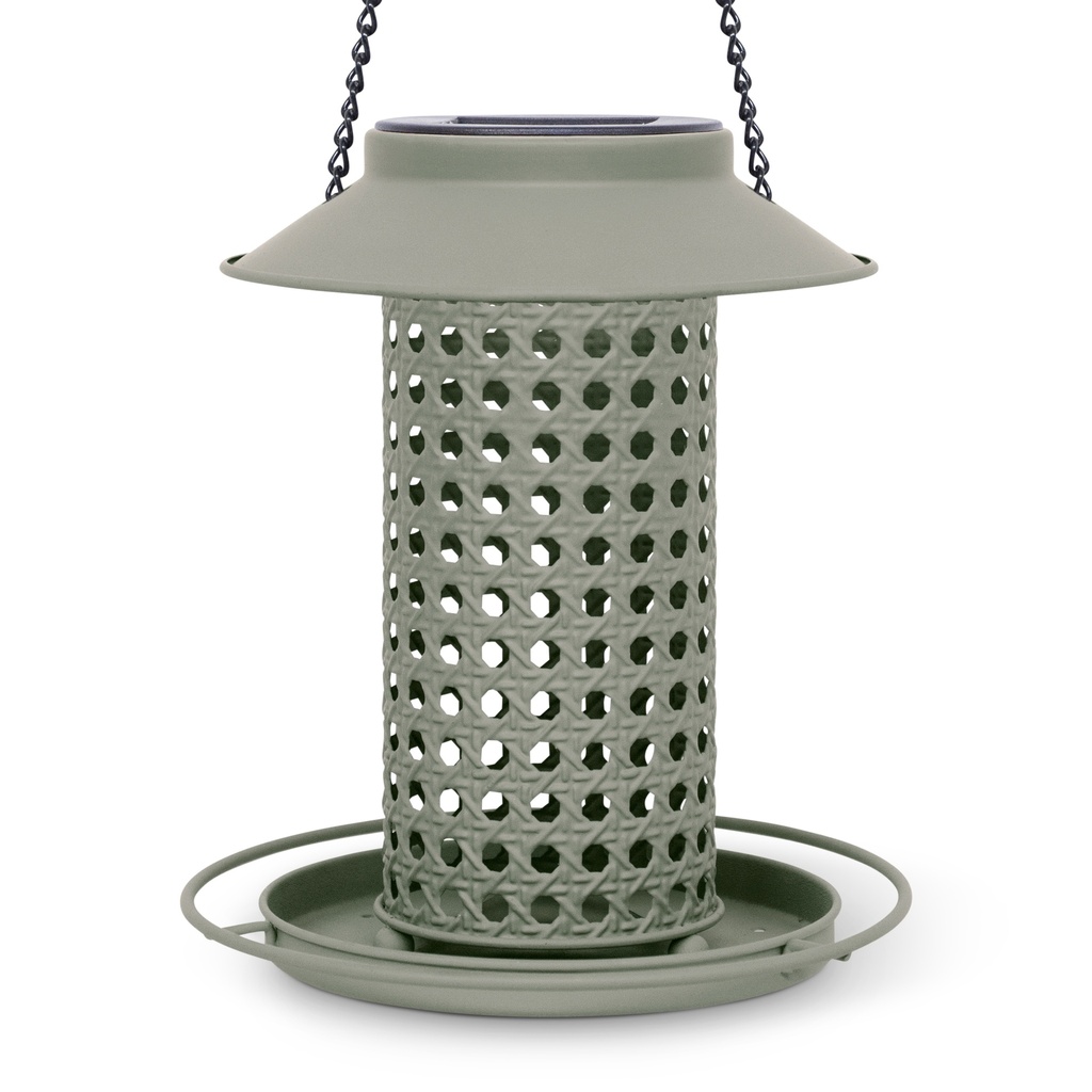 [70703806-B] Mangeoire solaire GROOVE – design texturé et lumière intégrée (Ø19xH21cm) (Vert)