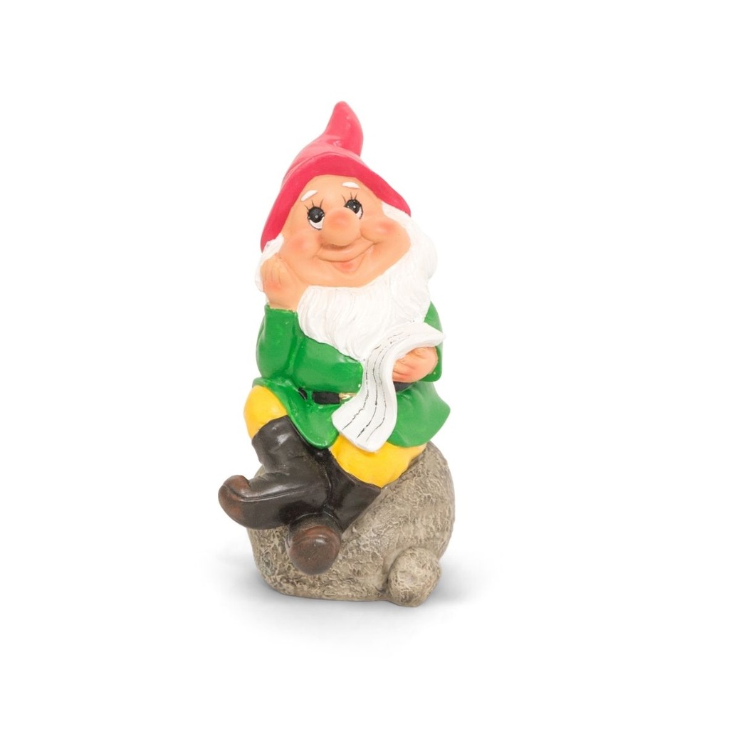 Gartenzwerge auf Stein (Ø10xH15cm)