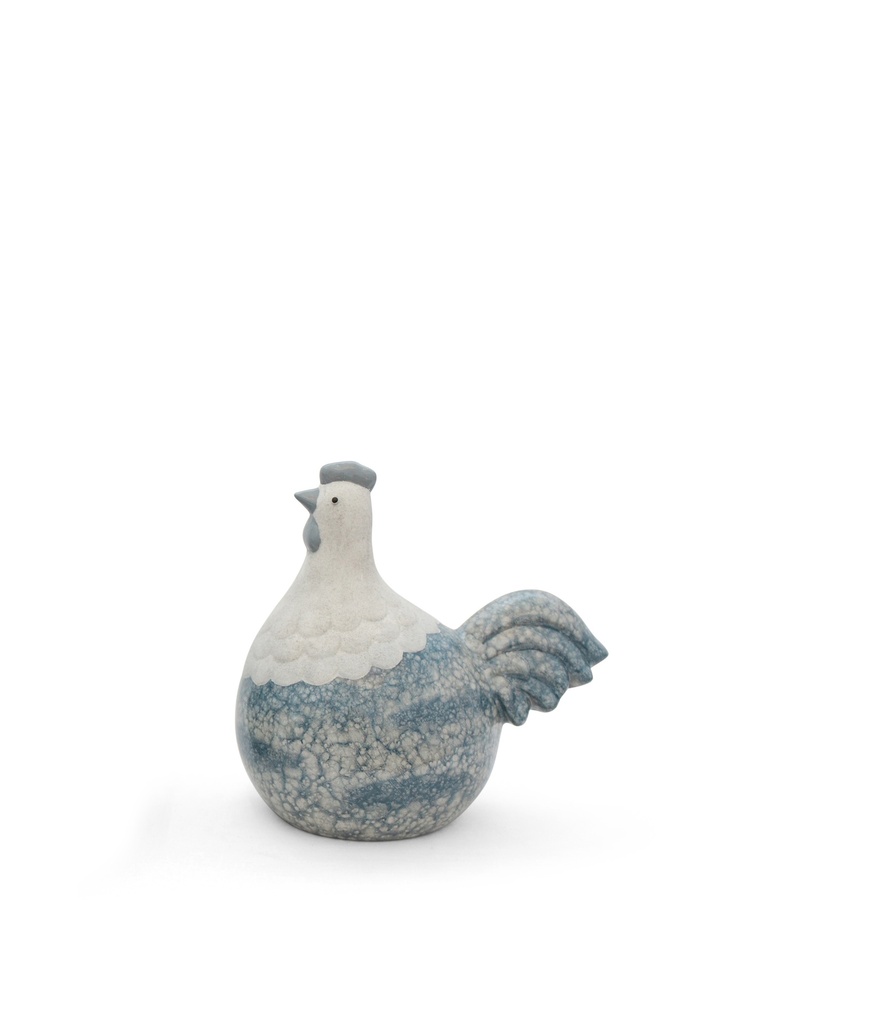 [69500440-A] Poule & coq déco en céramique effet basalte (3 tailles: de 15x9xH15cm à 28x15xH30cm) (Poule | 15x9h15cm)